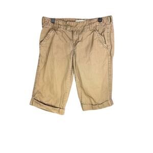 Y2K Aeropostale Bermuda Shorts Women's Size 5/6  Khaki Long Cuffed Medium Rise